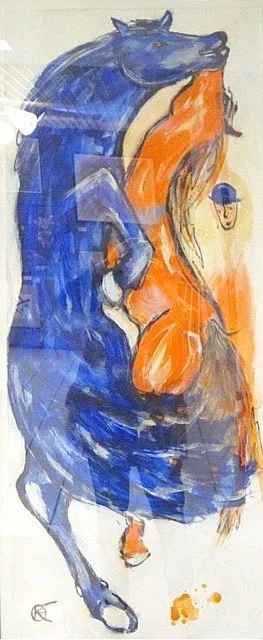 "Pferde und Reiter 2" — 2016, Acryl, Bütten, 125 × 50 cm