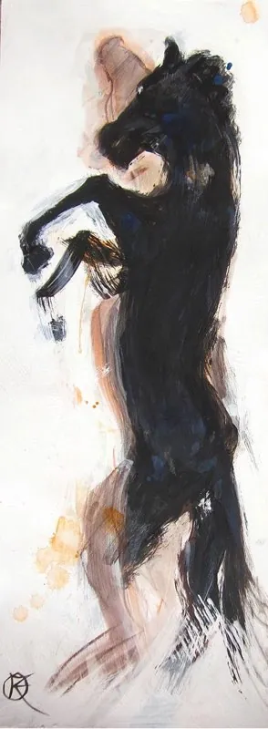 "Pferde im Spiel" — 2016, Acryl, Karton, 62 × 24 cm