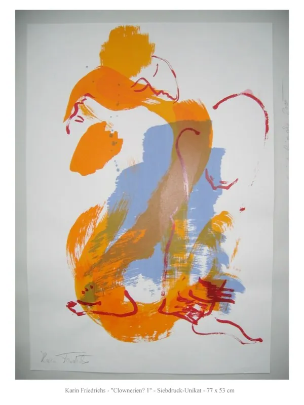 "Serie Clownerien Nr. 4" — Siebdruck Unikat, 77 × 53 cm