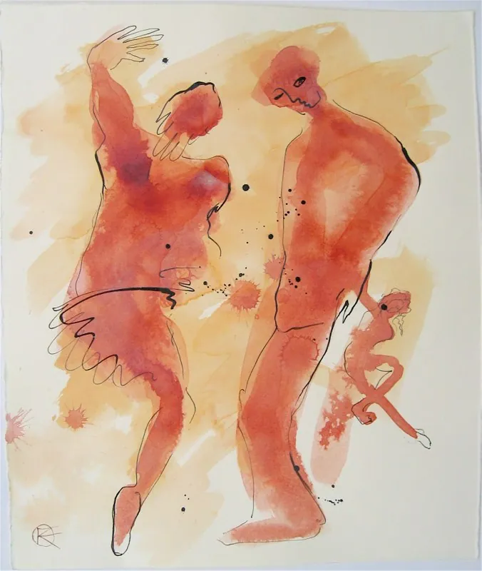 "Serie Situation 6" — Tusche, Bütten, 38 × 32 cm