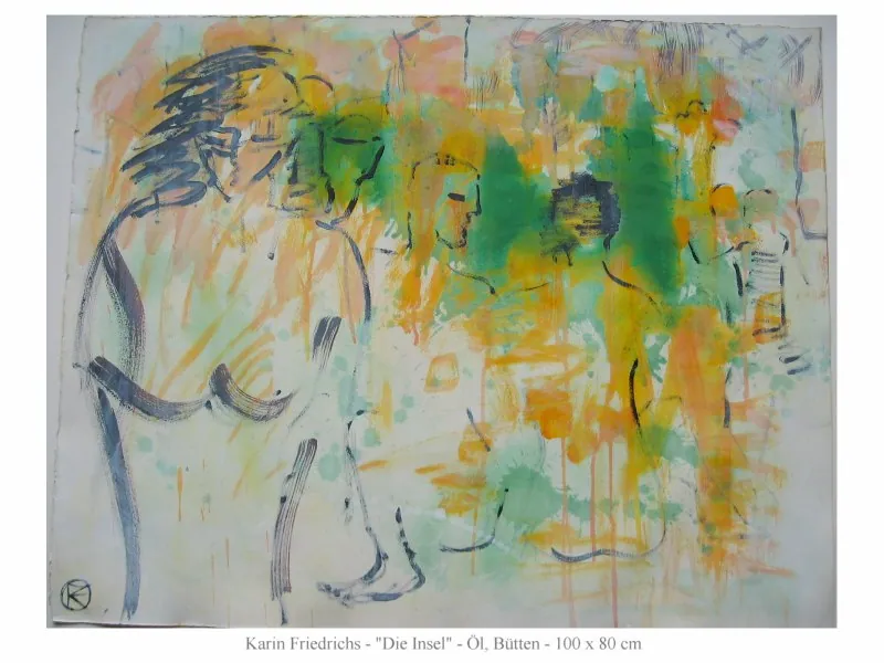 "Die Insel" — Öl, Bütten, 80 × 100 cm
