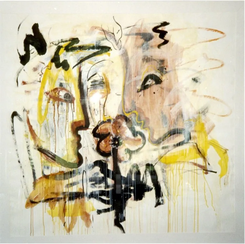 "Lachen und Weinen 1" — Acryl, Papier, 130 × 135 cm (Privatbesitz)
