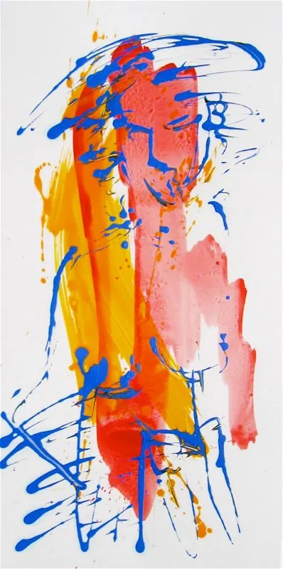 "Herausgesprungen" — Öl, Karton, 92 × 42 cm