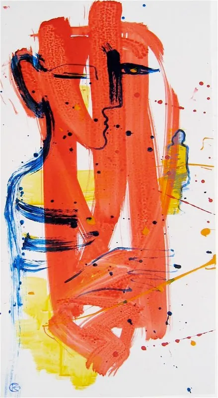 "Nah aber fern" — Öl, Acryl, Karton, 92 × 42 cm