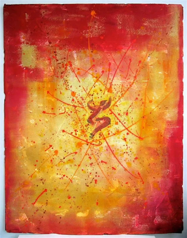 "Die Gedanken sind frei" — Acryl, Sand, Karton, 140 × 110 cm