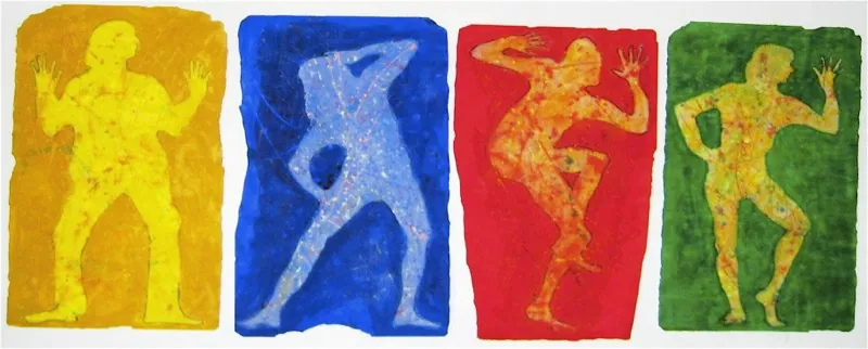 "Du gleichst dem Geist, den Du begreifst …" — Acryl, Sand, Karton, je 180 × 110 cm