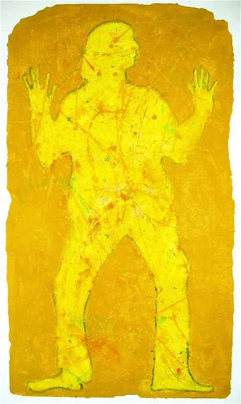 "Du gleichst dem Geist 1" — 2005, Acryl, Sand, Karton, 180 × 110 cm