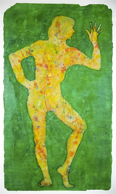 "Du gleichst dem Geist 4" — 2005, Acryl, Sand, Karton, 180 × 110 cm