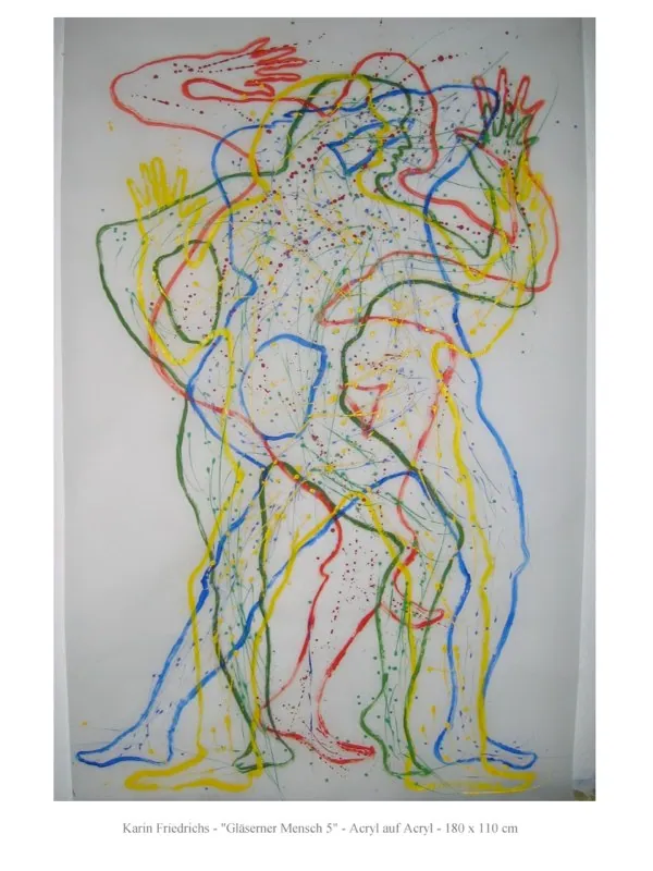 "Gläserner Mensch 5" — Acryl auf Acryl, 180 × 110 cm (Jacobs University, Bremen)