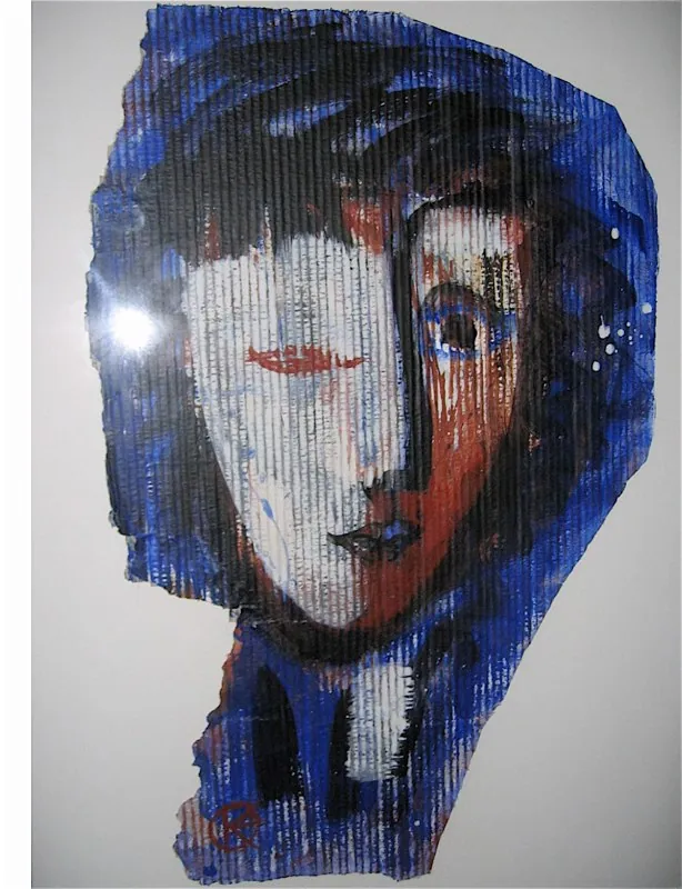 "Zerrissen 3" — Hommage an Paula M.-B., Acryl, gerissene Wellpappe, 75 × 50 cm